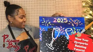 New Year Fireworks Painting Tutorial | 5 Days of Christmas | Paint & Sip at Home!