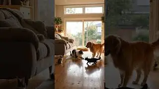 🐾 Unlikely Playdate! #PetHarmony #AnimalFriends #Love #Cute #Pawsome #FurFamily