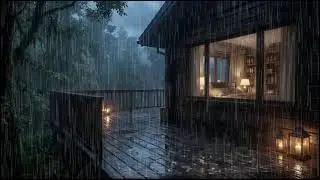 Soft rain by a cozy forest cabin, midnight rain soundscape guiding sleep ease and insomnia comfort