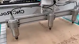 Multi-Head CNC Router for Engraving of Multiple Wood Panels