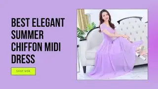 Best Elegant Summer Chiffon Midi Dress | Solid Color Loose Fit Short Sleeve Fashion 2025