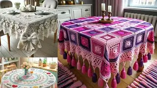 Crochet and knitted Table cloth knitted with wool (share ideas) #crochet #knitted #handmade