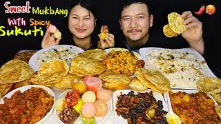 PURE & KHEER with SWEETS 😍 | Sukuti, Egg Keema Mukbang | Nepali Food ASMR