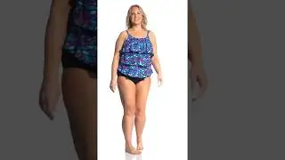 Topanga Plus Size Kaleidoscope Mastectomy Triple Tier Tankini Top | SwimOutlet.com