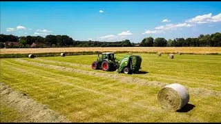 Fendt 724 Vario mit Mc Hale V660 Rundballenpresse am Heu Pressen! | 2,7k drone Footage | Jo_Pictures