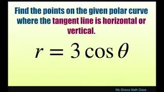 Find points on polar curve r = cos theta where tangent line is horizontal, or vertical