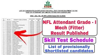 NFL Attendant Grade I Mechanical Result published | NFL Trade Test Schedule 2025 | NFL Fitter Result