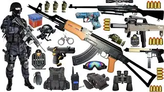 Special Forces Military Toy Gun Set Unboxing, Shotgun, M416, Tec 9, 98K AWM, Sig17, Glock Pistol Toy