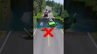 Mixer trucks vs massive water pit #102 |#carsvswaterpit #doubleflatbedtrailertruckvsspeedbumps