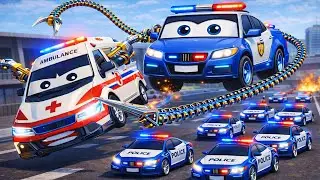 Daring City Rescue 🚨🚑 | Police Save the Ambulance in Time | Funny Cars Cartoon