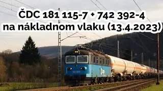 ČDC 181 115-7 + 742 392-4 na n&aacute;kladnom vlaku (13.4.2023)