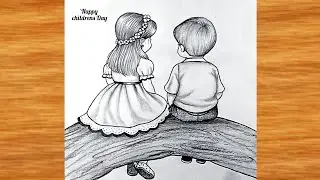 Happy Childrens Day Drawing || Pencil Drawing for children's day || Children drawing ||Easy drawing 