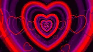 Red Violet Heart Background Video Effects HD | Neon Lights Heart Tunnel Background for Relaxation