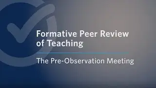 Peer Review of Teaching: The pre-observation meeting