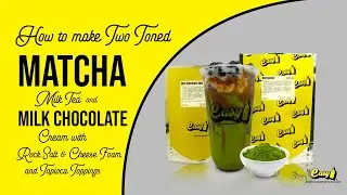 How to make Two Toned Matcha Milk Tea and Milk Chocolate Cream with Rock Salt & Cheese foam topping