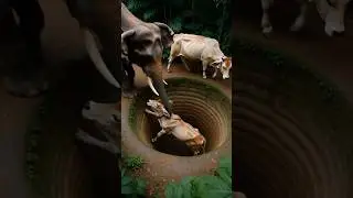 Elephant Saves Cow Calf from Well: The Unbelievable Moment #shorts #elephant #cow