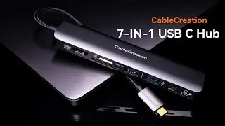 Концентратор USB C 7-в-1 с HDMI 4K 60, Ethernet, зарядкой и слотами для карт SD/TF | CableCreation