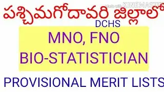 West Godavari District DCHS Posts FNO MNO Bio-Statistician Provisional Merit List Details