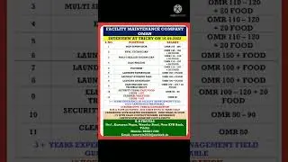 Facility maintenance company in Oman | Direct interview at Trichy