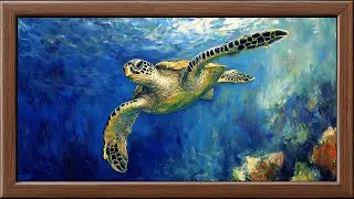 Martinique Sea Turtles | Turquoise Ocean & Coral Reef Art | Claude Monet–Inspired Frame TV Art 4K