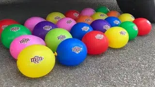 Car wheels crushing crunchy things vs balloon toy coke Coca Cola milk truck color candy jelly