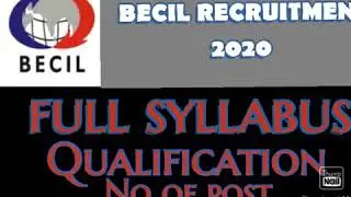 syllabus of BECIL 2020//RECRUITMENT 2020//full syllabus detailed.