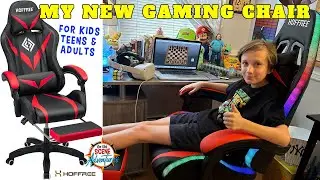 Game in Style with the Ultimate Gaming Chair from HOFFREE! Lights, Sounds Massager & More!!!