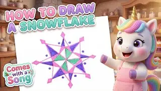 How to Draw a Snowflake (8-Minute Easy Kids Drawing Lesson) Draw & Sing with Baby Unicorn