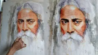 Painting of Rabindranath Tagore 🙏❤️ | Watercolor Painting | Acrylic Painting | Surajit Sarkar Art