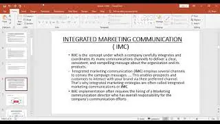 INTEGRATED MARKETING COMMUNICATION( IMC ) LECTURE15