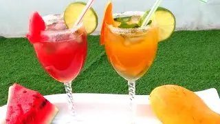 Watermelon+Orange sunset Mocktail | Mango Squash drink
