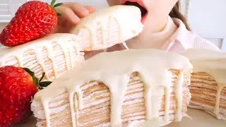 【咀嚼音】パリッとミルクレープ🍫｜Chocolate Crepe Cake Eating Sounds/ASMR/mukbang