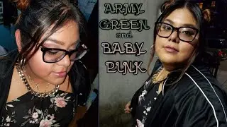 Army green and baby pink make up look