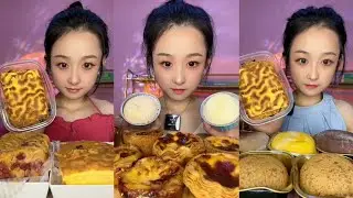 ASMR 🍰 Cream Cake,Roll Cake,Mochi,Egg Tart, Container Cake |Soft & Satisfying Eating Sounds#asmr