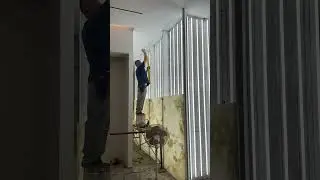 Translucent luxury stone background wall installation #shorts