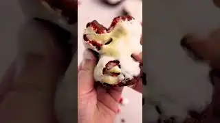 Red velvet filled and glazed donuts 🍩 recipe in comments!
