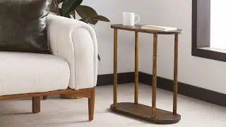 FURNIREM - Solid Wood Oval Side Table
