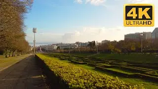Afternoon walk in the park Parque Eduardo VII in Lisbon - (4K) HDR (Portugal)