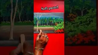 How to draw forest  || deep forest drawing || soft pastel se kese drawing kere #shortfeed #trending
