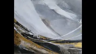 Acrylic Abstract Painting | Catalyst Wedge, Rubber Roller & Gold Tones