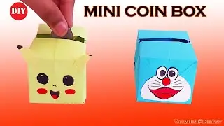 DIY MINI PAPER COIN BANK | Cute Pikachu Piggy Bank | How to make money saving box | Paper Crafts