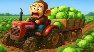 Farm Work: Tractor Crash, Monkey Farmer Harvests Radish Vegetables On Farm | Cobby Farm
