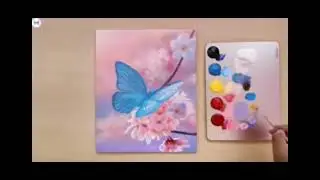 Painting a Beautiful apple flowers with a cute butterfly 🦋 Acrylic painting / art painting  #video