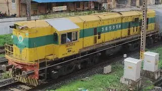 CHEESE YELLOW SHUNTER ENGINE SHUNTS LHB TRAIN AT TERMINUS YARD WDS6 36505