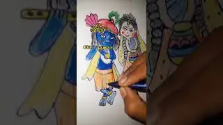 How drow beautiful Radha Krishna drawing pencil color drawing art sketch #short #viral