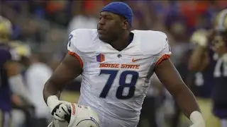 Former Bronco and NFL veteran Charles Leno Jr. visits Boise State after retirement