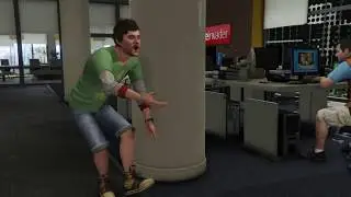 Rickie Lukens plays air guitar...