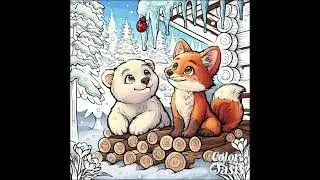 Cozy Winter Wonderland 🧸🦊 | Adorable Bear & Fox Coloring Page | Color Oasis 🌟
