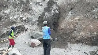 Trying to Break Down the Cliff Wall That's Starting to Dry Out 
