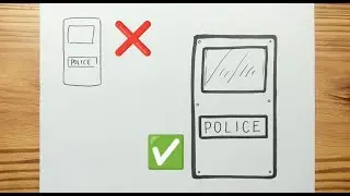 How to draw POLICE SHIELD Easy